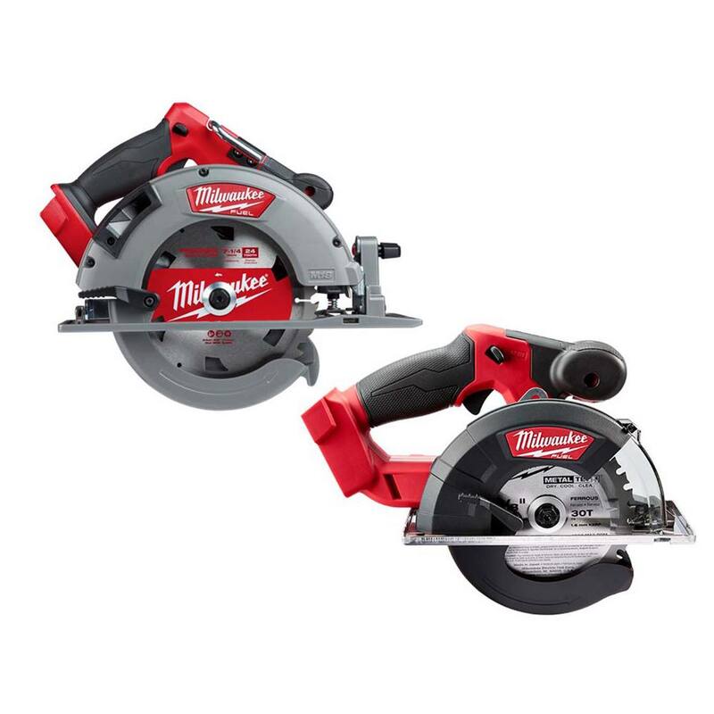 Sierra circular inalámbrica sin escobillas Milwaukee M18 FUEL de 18V de 7-1/4 pulgadas con sierra circular de 5-3/8 pulgadas - 2732-20-2782-20.