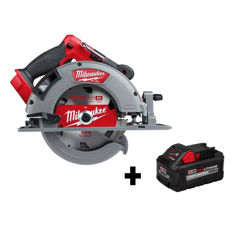 Sierra circular inalámbrica de 18V con batería de iones de litio de 7-1/4 pulgadas con alta capacidad de descarga XC 8.0Ah - 2732-20-48-11-1880