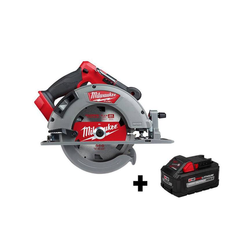 Sierra circular inalámbrica de 18V con batería de iones de litio de 7-1/4 pulgadas con alta capacidad de descarga XC 8.0Ah - 2732-20-48-11-1880