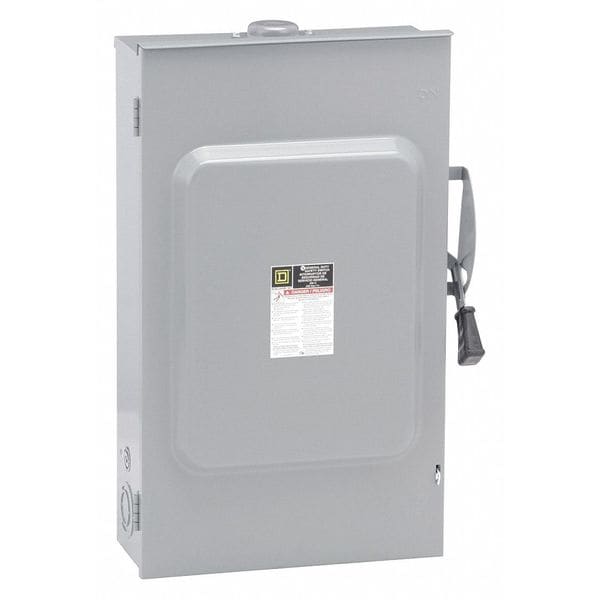 Interruptor de seguridad fusible Square D, deber general, 240V CA, 3PST, 200 A, NEMA 3R - D324NRB.