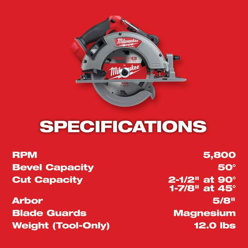 Milwaukee M18 FUEL Sierra de cinta inalámbrica sin escobillas de 18V de iones de litio de corte profundo (Herramienta solamente) con Sierra circular de 7-1/4 pulgadas - 2729-20-2732-20