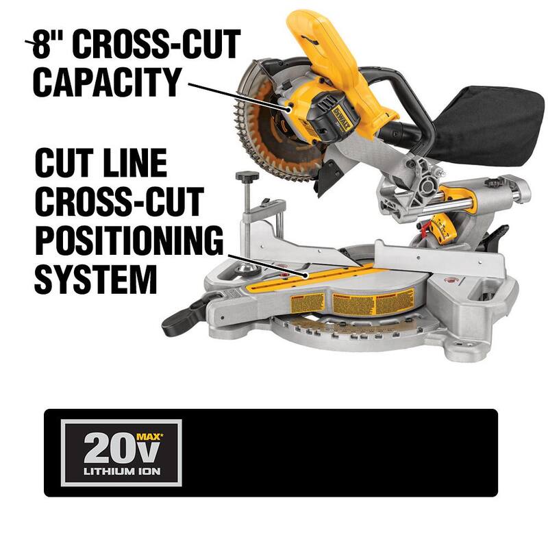 Sierra ingleteadora deslizante inalámbrica DEWALT 20V MAX de 7-1/4 pulgadas, sierra caladora inalámbrica y (1) batería de 20V 4.0Ah - DCS361M1W334B