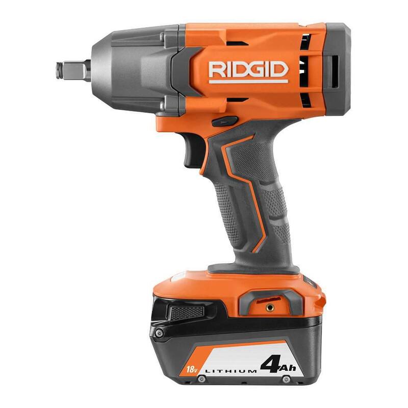 Kit de llave de impacto inalámbrica RIDGID de 18V con batería de 4.0 Ah y cargador - R86215K