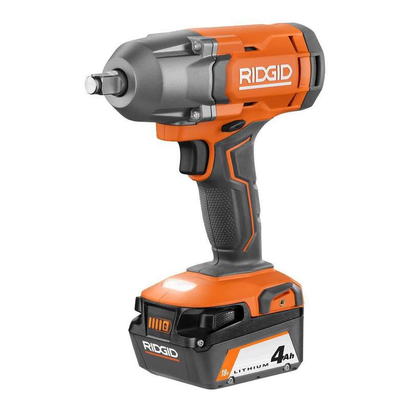 Kit de llave de impacto inalámbrica RIDGID de 18V con batería de 4.0 Ah y cargador - R86215K