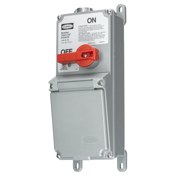 Interruptor de desconexión no fusible Hubbell, 600V CA, NEMA 12K, 3R - SETL3