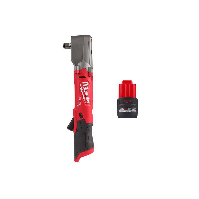 Llave de impacto angular derecha inalámbrica sin escobillas Milwaukee M12 FUEL de 12V de 1/2 pulgadas con paquete de batería de salida alta de 2.5 Ah CP - 2565-20-48-11-2425.