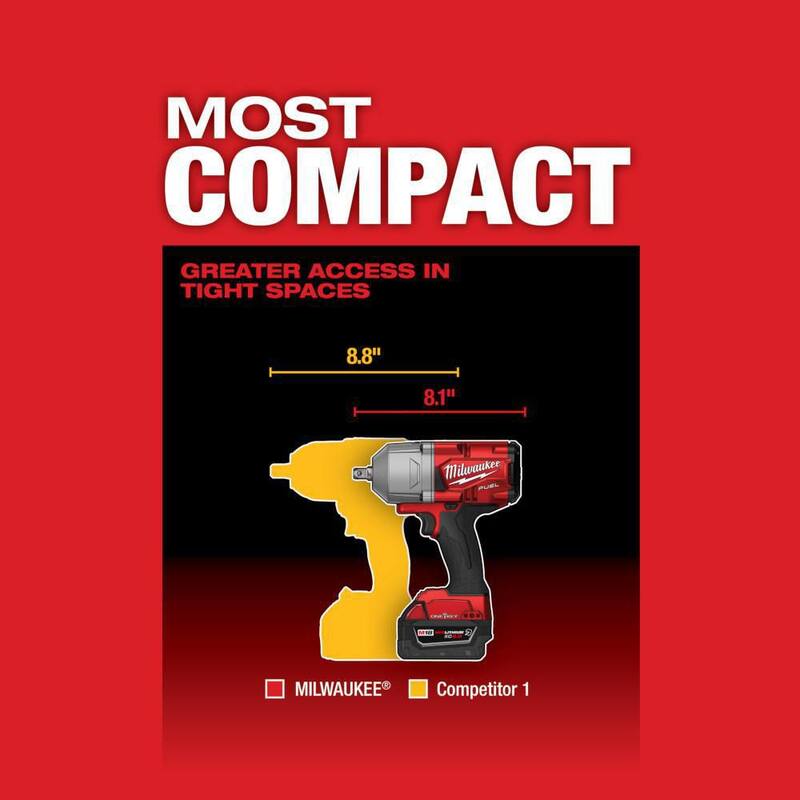 Llave de impacto inalámbrica Brushless de alto torque de 1/2 pulgadas de Milwaukee M18 FUEL ONE-KEY 18V Li-Ion con Kit de retención de pasador, Baterías resistentes - 2862-22R