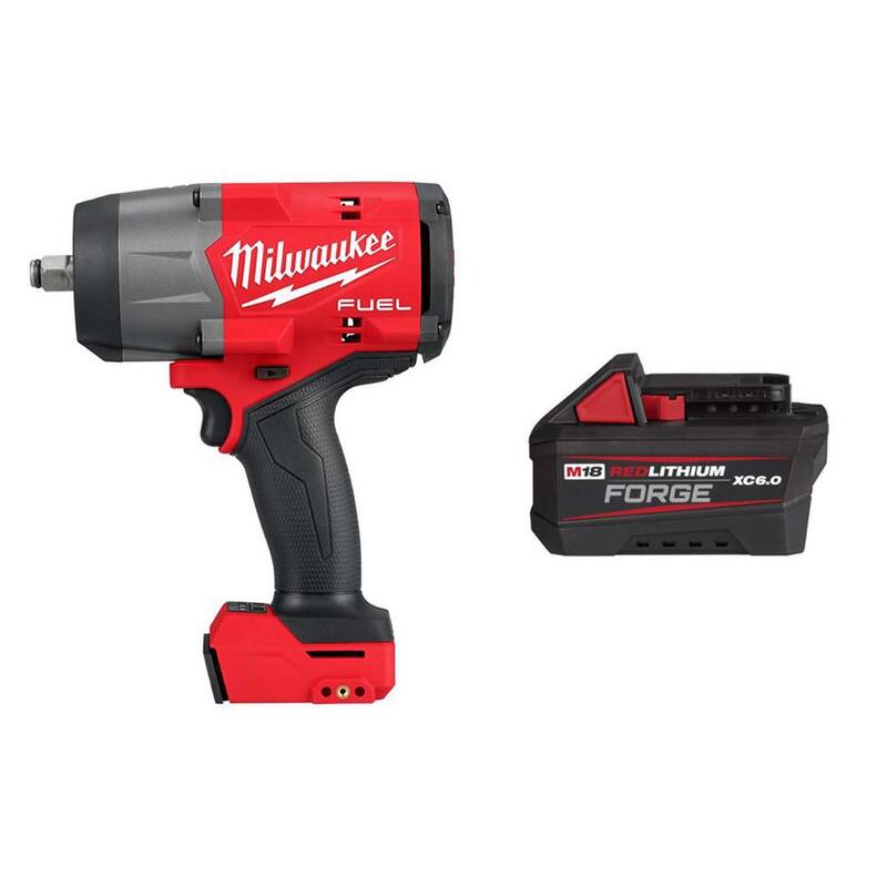 Llave de Impacto inalámbrica Milwaukee M18 FUEL 18V de 1/2 pulgadas con Anillo de Fricción y Batería FORGE de 6.0 Ah - 2967-20-48-11-1861
