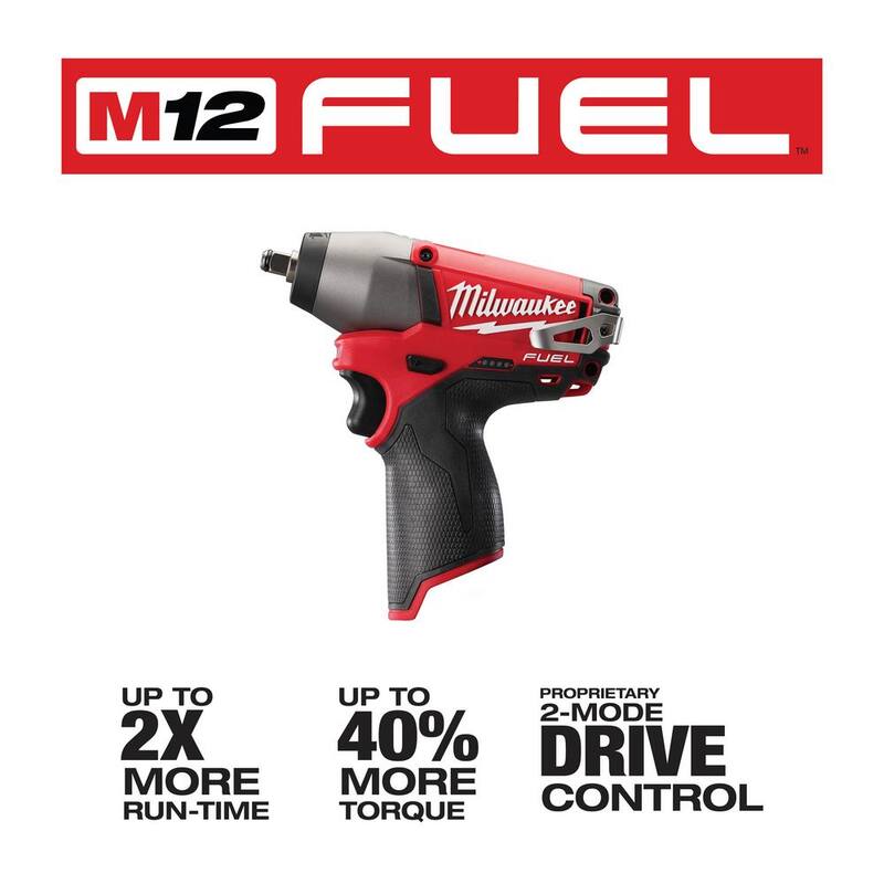 Llave de impacto inalámbrica sin escobillas de litio de 12V Milwaukee M12 FUEL de 3/8 pulgadas (Herramienta solamente) - 2454-20