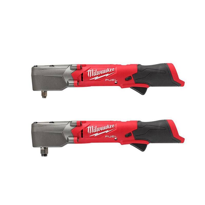 Juego de llaves de impacto angulares inalámbricas sin escobillas de litio de 12 V M12 FUEL de Milwaukee de 3/8 y 1/2 pulgadas (2 herramientas) - 2564-20-2565-20