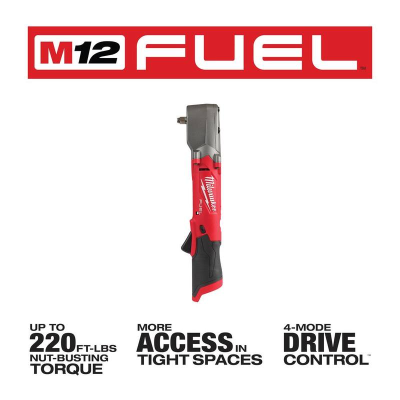 Juego de llaves de impacto angulares inalámbricas sin escobillas de litio de 12 V M12 FUEL de Milwaukee de 3/8 y 1/2 pulgadas (2 herramientas) - 2564-20-2565-20