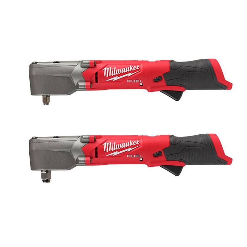 Juego de llaves de impacto angulares inalámbricas sin escobillas de litio de 12 V M12 FUEL de Milwaukee de 3/8 y 1/2 pulgadas (2 herramientas) - 2564-20-2565-20