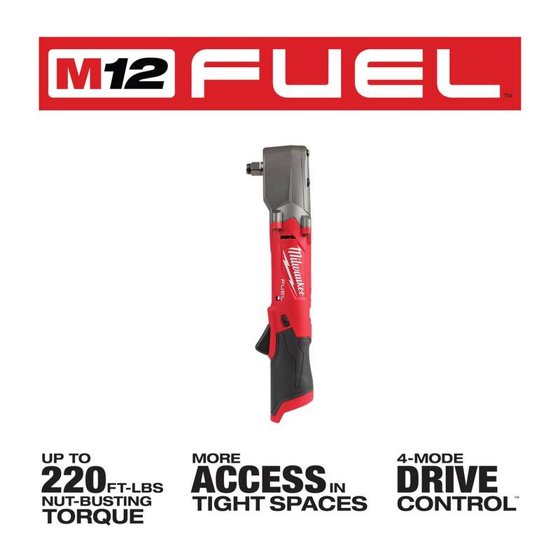 Juego de llaves de impacto angulares inalámbricas sin escobillas de litio de 12 V M12 FUEL de Milwaukee de 3/8 y 1/2 pulgadas (2 herramientas) - 2564-20-2565-20