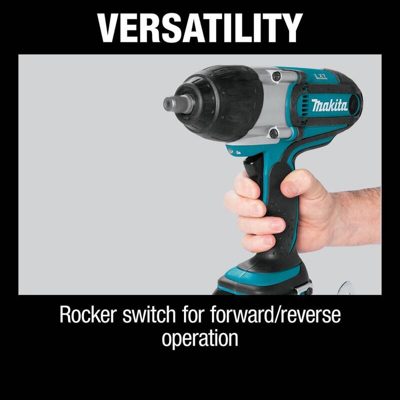 Juego de llave de impacto inalámbrica Makita 18V LXT de iones de litio de 1/2 pulg. con cuadro, (3.0Ah) - XWT04S1.