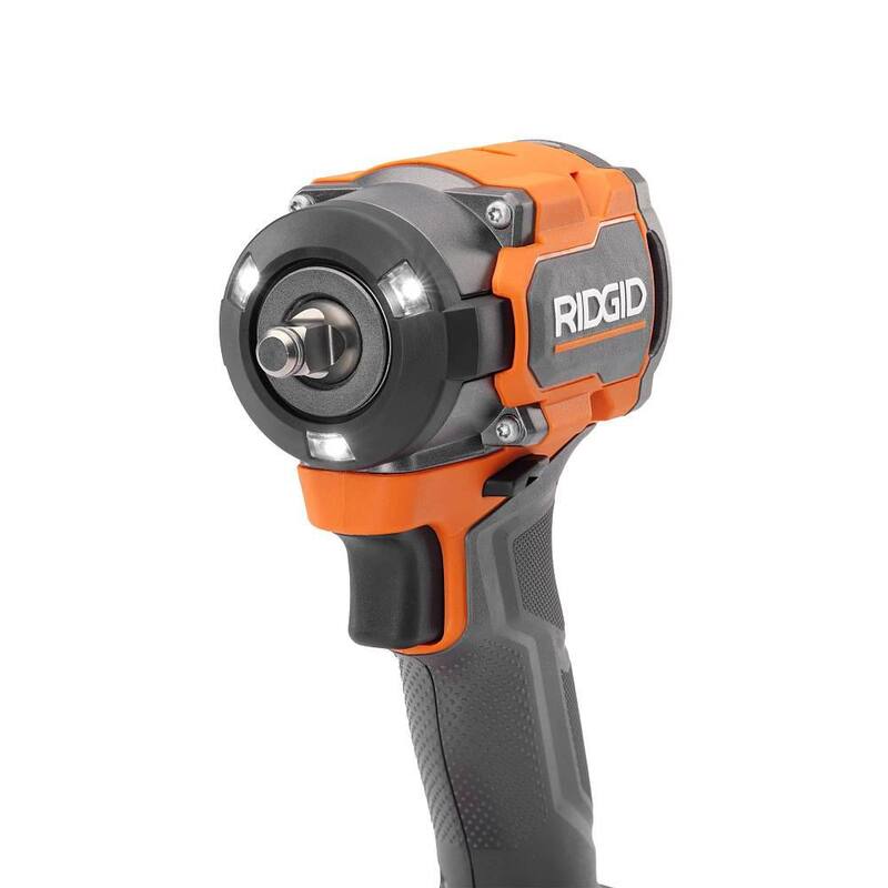 RIDGID Juego de llave de impacto inalámbrica compacta sin escobillas de 3/8 pulgadas de 18 V con batería de 2.0 Ah, cargador y bolso - R872071K