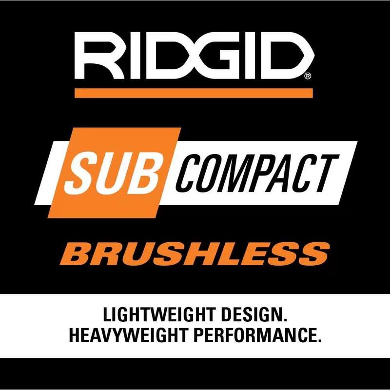 RIDGID Juego de llave de impacto inalámbrica compacta sin escobillas de 3/8 pulgadas de 18 V con batería de 2.0 Ah, cargador y bolso - R872071K