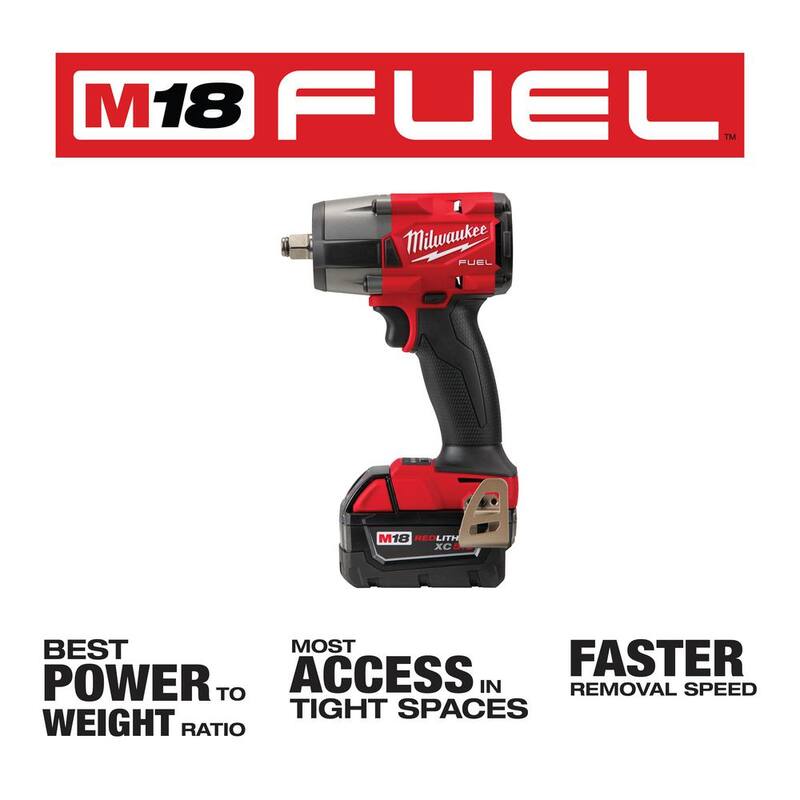 Llave de impacto inalámbrica Milwaukee M18 FUEL Gen-2 de 18V de torque medio sin escobillas de iones de litio de 1/2 pulg con (1) batería de 5.0 Ah - 2962-20-48-11-1850