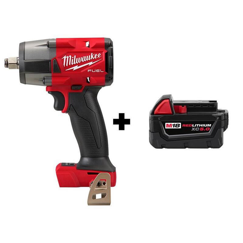 Llave de impacto inalámbrica Milwaukee M18 FUEL Gen-2 de 18V de torque medio sin escobillas de iones de litio de 1/2 pulg con (1) batería de 5.0 Ah - 2962-20-48-11-1850