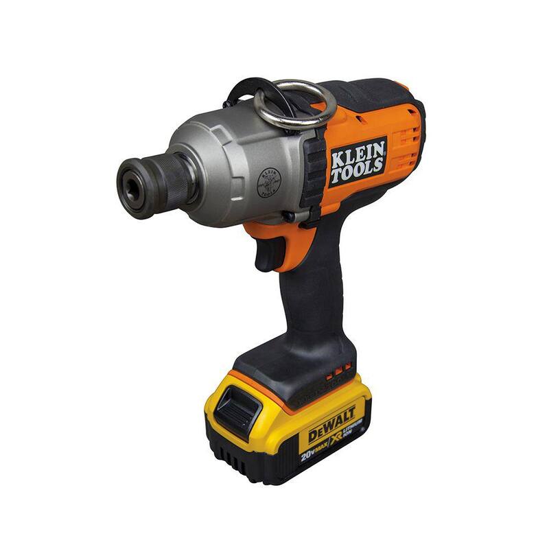 Herramienta de impacto inalámbrica sin escobillas de 20 voltios Klein Tools de 7/16 pulgadas con dos baterías de 4.0 Ah y cargador - BAT20-7161.