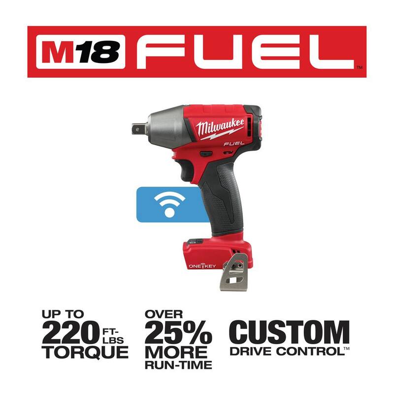 Llave de impacto inalámbrica sin escobillas Milwaukee M18 FUEL ONE-KEY de 18V de 1/2 pulgada con retención de pasador (herramienta solamente) - 2759-20