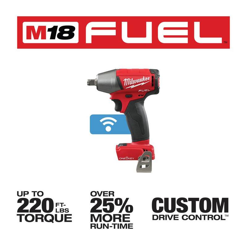 Llave de impacto inalámbrica sin escobillas Milwaukee M18 FUEL ONE-KEY de 18V con anillo de fricción de 1/2 pulgadas (herramienta solamente) - 2759B-20