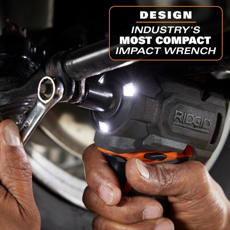 Llave de impacto inalámbrica sin escobillas RIDGID 18V SubCompact de 1/2 pulgadas (herramienta solamente) - R872081B