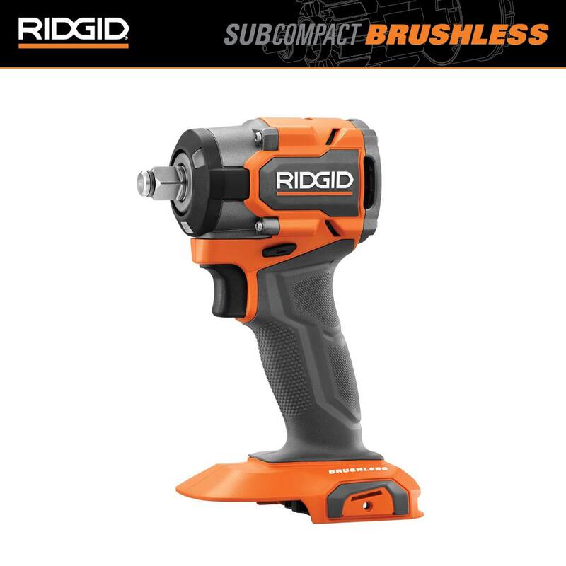 Llave de impacto inalámbrica sin escobillas RIDGID 18V SubCompact de 1/2 pulgadas (herramienta solamente) - R872081B