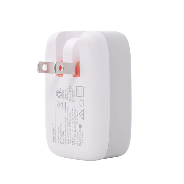 Ventev 20W PD USB C Wall Charger and USB C to USB C Cable 3.3ft, White - WC20-CC252204