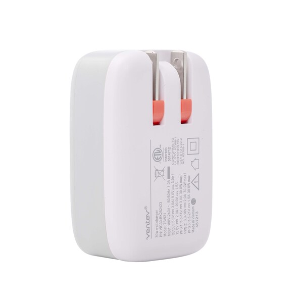 Ventev 20W PD USB C Wall Charger and USB C to USB C Cable 3.3ft, White - WC20-CC252204