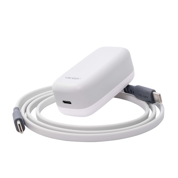 Ventev 20W PD USB C Wall Charger and USB C to USB C Cable 3.3ft, White - WC20-CC252204