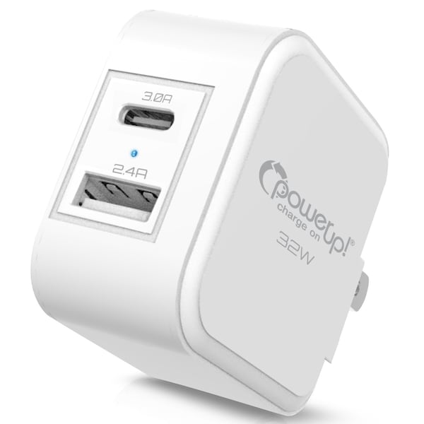 Power Up! USB Charger-Wall Plug 32w 2 Ports USB USB-C - 191-07122