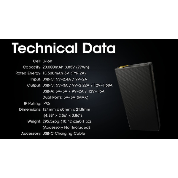 Nitecore Carbo 20000 Lightweight QC 20000mAh Power Bank - 6952506495702