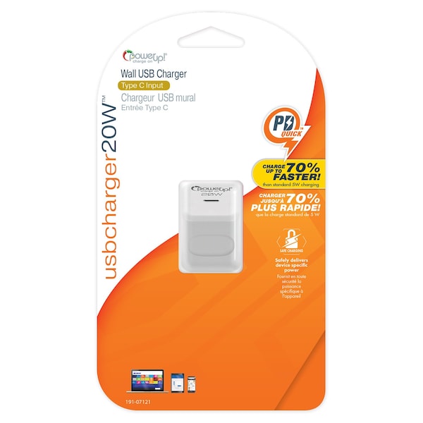 Power Up! USB Charger-Wall Plug 20w 1 Port USB-C - 191-07121