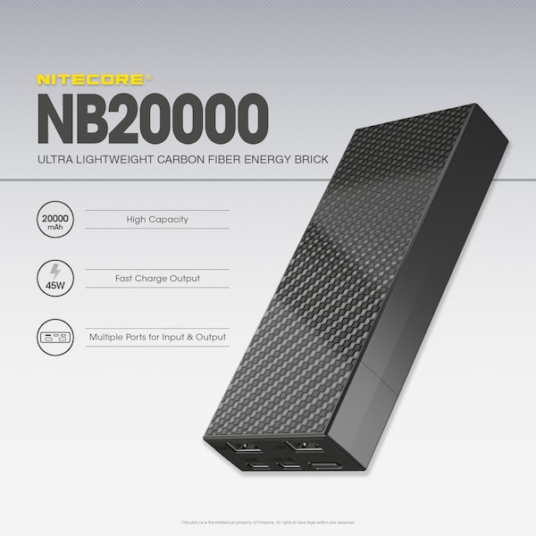Nitecore NB20000 QC USB & USB-C 4 Port 20000mAh Power Bank - NB20000
