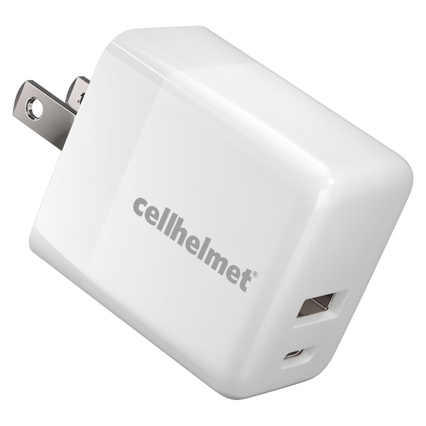 Cellhelmet USB A and USB C Dual Wall Charger 20W PD, White - WALL-PD-20W-A-C