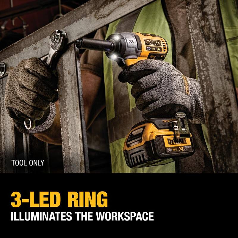 Llave de Impacto Compacta Inalámbrica sin escobillas DEWALT 20V MAX XR de 3/8 pulgadas (Herramienta Solamente) - DCF890B