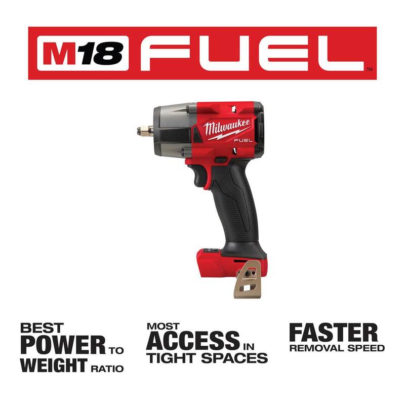 Llave de impacto inalámbrica Milwaukee M18 FUEL GEN-2 de 18V con toque medio, sin escobillas, de litio de 3/8 pulgadas con anillo de fricción y carraca de 3/8 pulgadas - 2960-20-2557-20