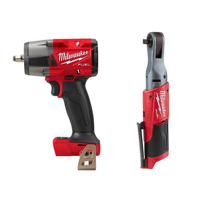 Llave de impacto inalámbrica Milwaukee M18 FUEL GEN-2 de 18V con toque medio, sin escobillas, de litio de 3/8 pulgadas con anillo de fricción y carraca de 3/8 pulgadas - 2960-20-2557-20