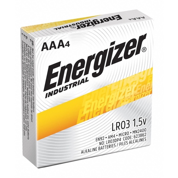 Energizer Industrial AAA Alkaline Battery, 1.5V DC, 24 Pack - EN92