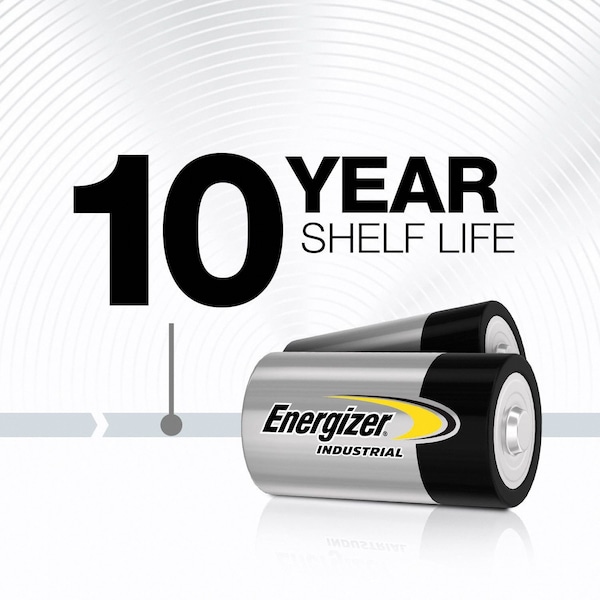 Energizer Industrial D Alkaline Battery, 1.5V DC, 12 Pack - EN95