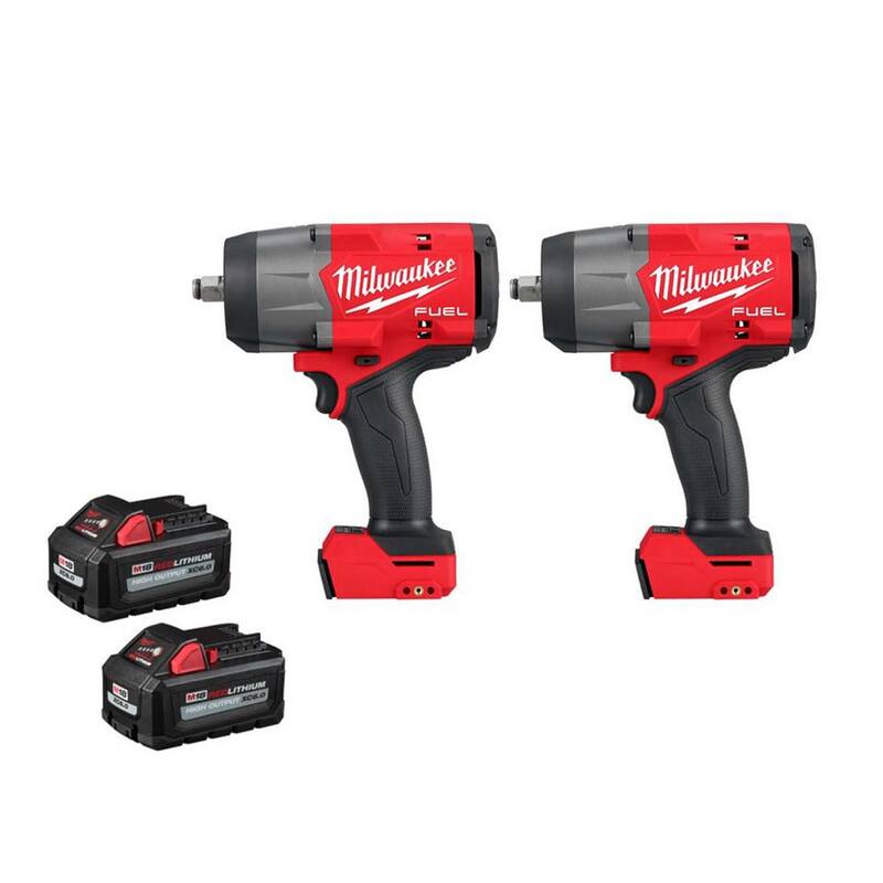 Llave de Impacto Inalámbrica sin Escobillas Milwaukee M18 FUEL de 18V con Anillo de Fricción de 1/2 pulg. (2 Herramientas) con (2) Baterías de 6.0Ah - 2967-20-2967-20-48-11-1862