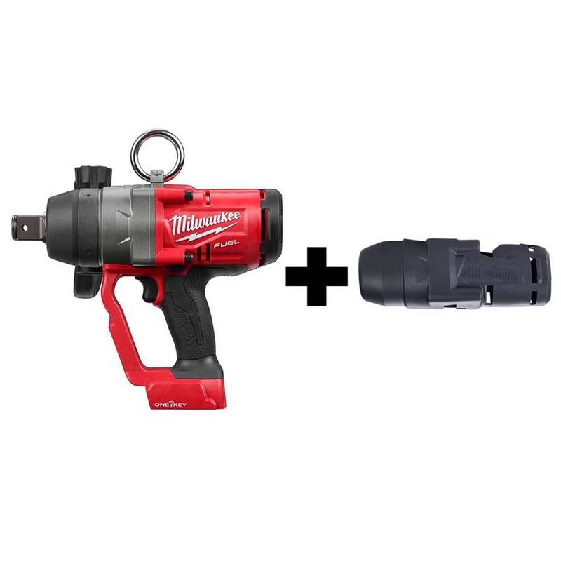 Llave de impacto inalámbrica Milwaukee M18 FUEL ONE-KEY de 18V de 1 pulgada, con anillo de fricción y bota de protección - 2867-20-49-16-2867