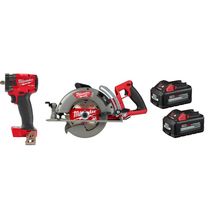 Milwaukee M18 FUEL GEN-3 Llave de impacto inalámbrica sin escobillas de iones de litio de 18V, 3/8 in. con 7-1/4 in. Circ, Dos baterías de 6Ah HO - 2854-20-2830-20-48-11-1862