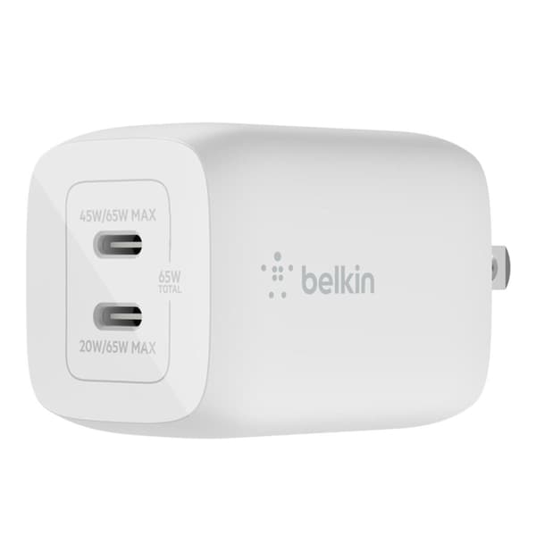 Fasttrack 65 watt Dual USB-C GaN Wall Charger with PPS - White - FA3770052