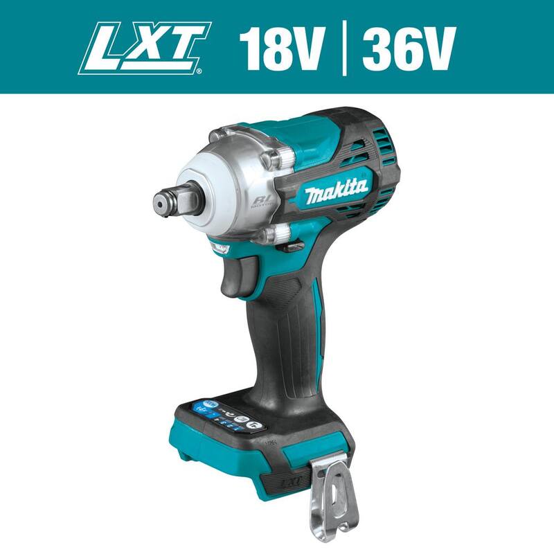 Llave de impacto inalámbrica sin escobillas Makita 18V LXT de 4 velocidades con anillo de fricción en el yunque de 1/2 pulgadas, solo la herramienta - XWT14Z