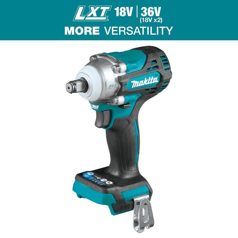 Llave de impacto inalámbrica sin escobillas Makita 18V LXT de 4 velocidades con anillo de fricción en el yunque de 1/2 pulgadas, solo la herramienta - XWT14Z