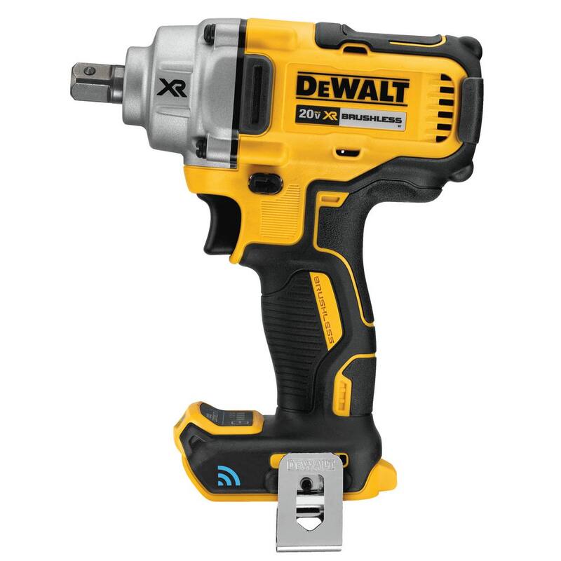 Llave de impacto inalámbrica DEWALT 20V MAX XR sin escobillas de 1/2 pulgadas y rango medio con yunque de pasador de retención y conexión de herramientas (Únicamente herramienta) - DCF896B
