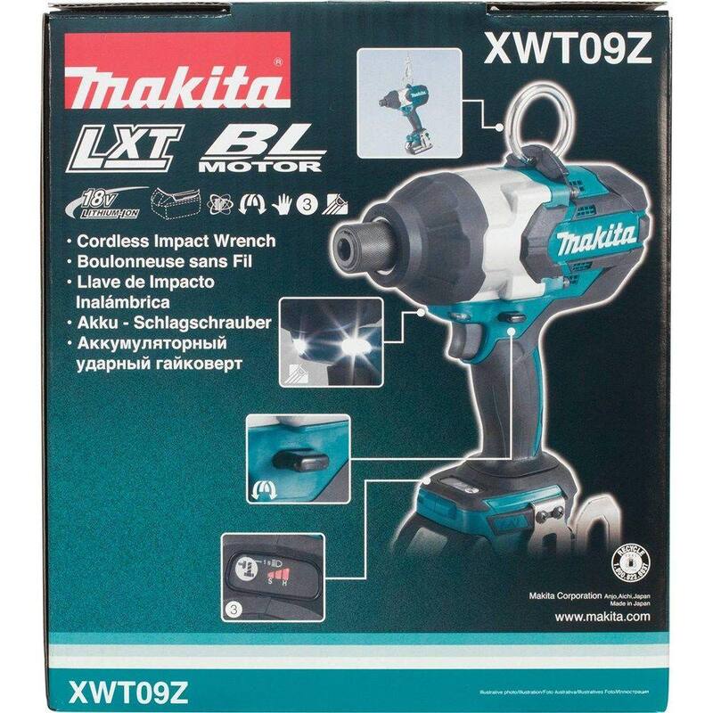 Llave de impacto inalámbrica sin escobillas de iones de litio LXT de 18V de alto torque de Makita con 7/16 pulgadas de cabeza hexagonal (Herramienta solamente) - XWT09Z