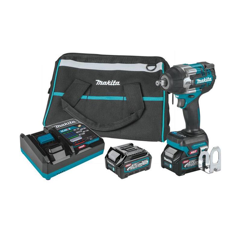 Llave de impacto inalámbrica sin escobillas de 40V max XGT de Makita con 4 velocidades y par medio de 1/2 pulgada con anillo de fricción, kit con batería de 2.5Ah - GWT07D