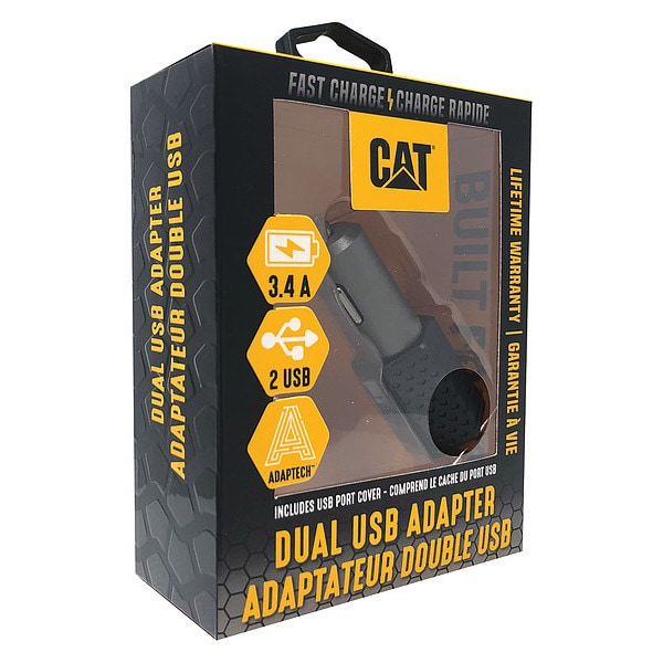 Cat USB Car Charger, Charges Up To 2 Devices - CAT-DC2USB-BLK